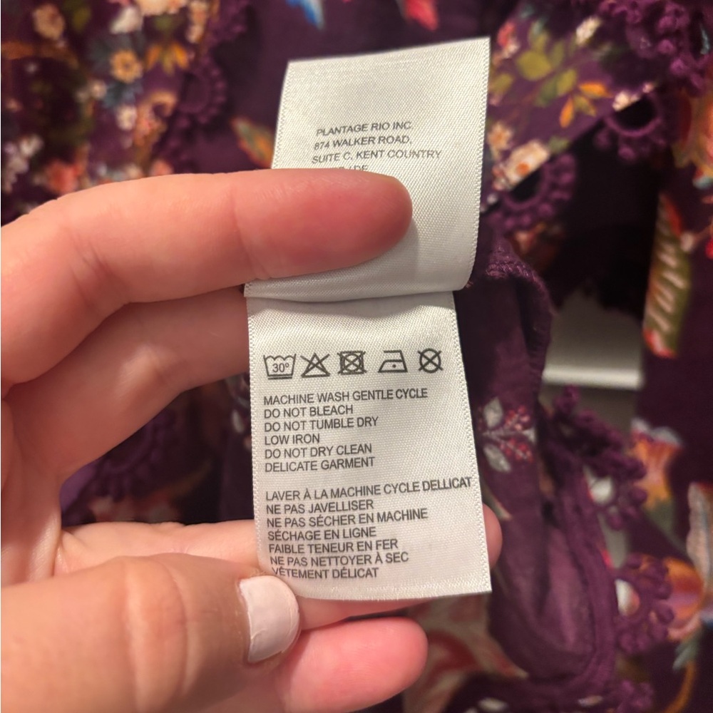 FARM RIO Cotton Boho Tropical Floral Embroidered Blouse Size Small - Picture 10 of 13